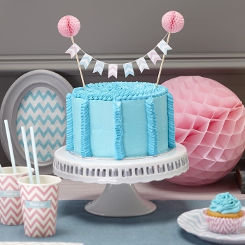 Cake Bunting - Chevron with Pom Pom